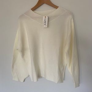 Lizey Off White V Neck Knit Sweater